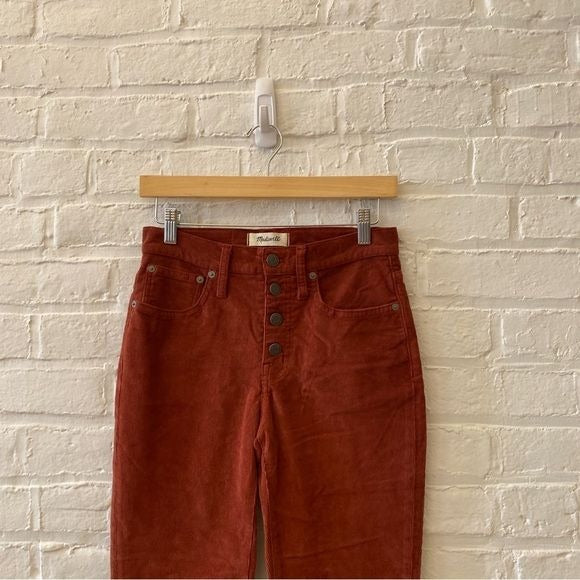 Madewell || Cali Demi Boot Corduroy Pants Kick Flare Crop Rust 26