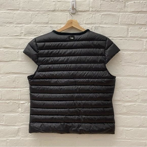 Cotes of London || Cap Sleeve Down Puffer Vest Crystal Trim Black Noir Large