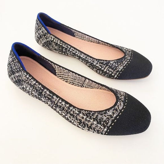 Rothy's || The Square Cap Toe Ballet Flats in Midnight Tweed Black 8