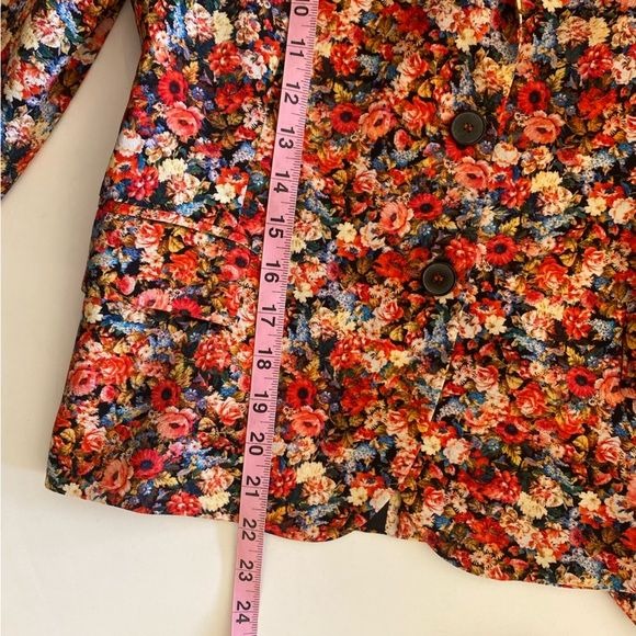 Zara || Two Piece Matching Suit Floral Blazer Pants Red Pink XS / S