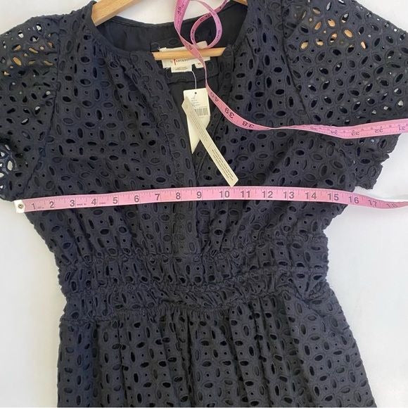 Anthropologie || The Somerset Mini Dress: Eyelet Edition Fit Flare Black XS NWT