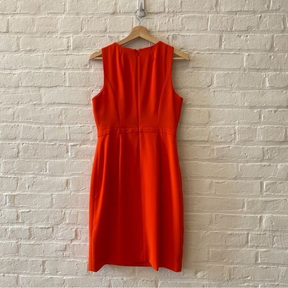 J. Crew || Scalloped Faux Wrap Pencil Dress Crepe Sheath Orange 4