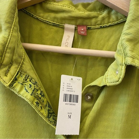 Anthropologie || Pilcro The Bo Boyfriend Buttondown Green Medium NWT