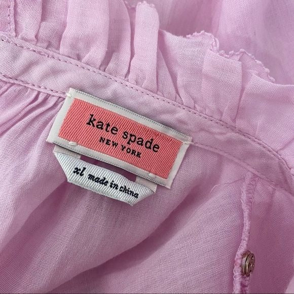 Kate Spade || Mirage Pink Solid High Neck Ruffle Top XL