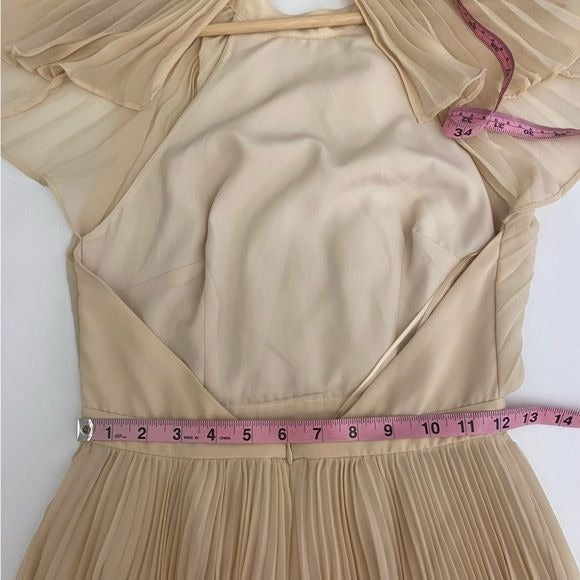 Keepsake the Label || Come Back Pleated Open Back Mini Dress Cream XS