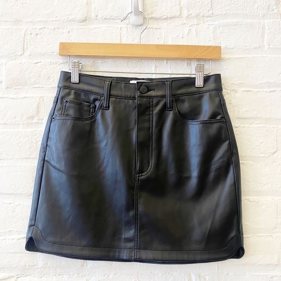 Pistola || Rumi Vegan Leather Mini Skirt Tulip Dolphin Hem Black 26