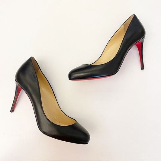 Christian Louboutin || Dorissima Kid 85 Black 37.5 Box Dust Bags