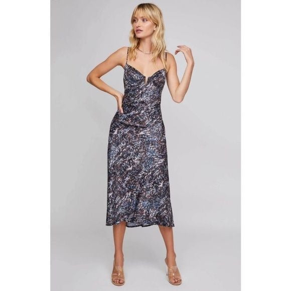 ASTR The Label || Coralie Sequin Print Midi Dress V Wire Bust Large