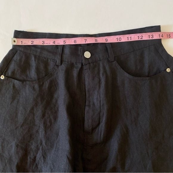 Talulah || High Waist Linen Ramie Blend Shorts Black Medium