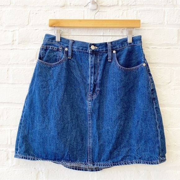 Madewell || Rigid Denim A-Line High Waist Mini Skirt Sunberry Wash Blue 30