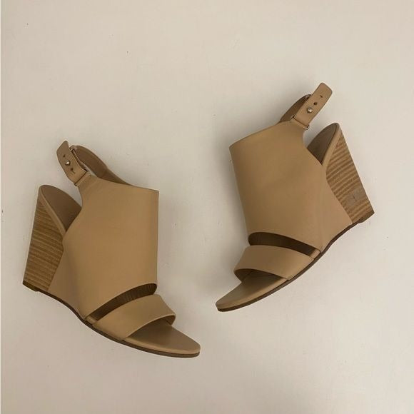 Vince. || Karen Leather Wedge Sandals Tan 7.5