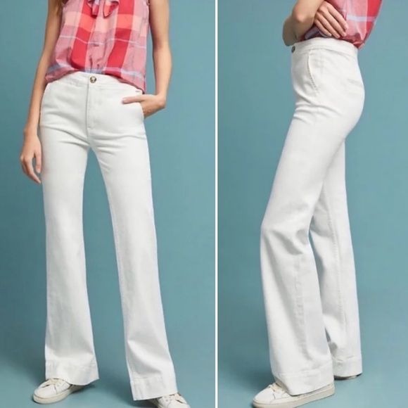 Anthropologie || Pilcro and the Letterpress High-Rise Bootcut Jeans White 26