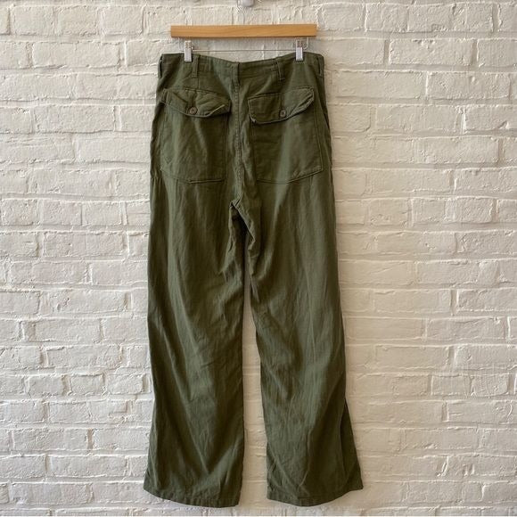 R13 || Wide-leg Utility Pants in Olive Green 28