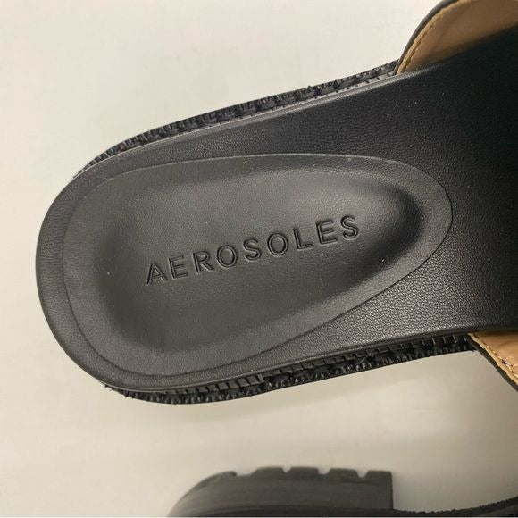 Aerosoles || Lima Leather Sandals Slides Chunky Gold Buckle 6.5