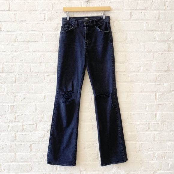 7 For All Mankind || Tall High Rise Bootcut Jeans in Duarte Wash Black Gray 26