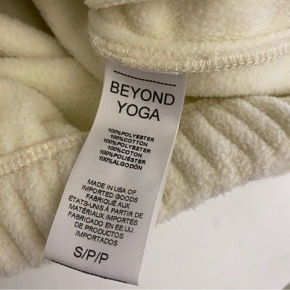 Beyond Yoga || Feeling Chill Jacket Full Zip Fleece Bomber Ivory Cream Small