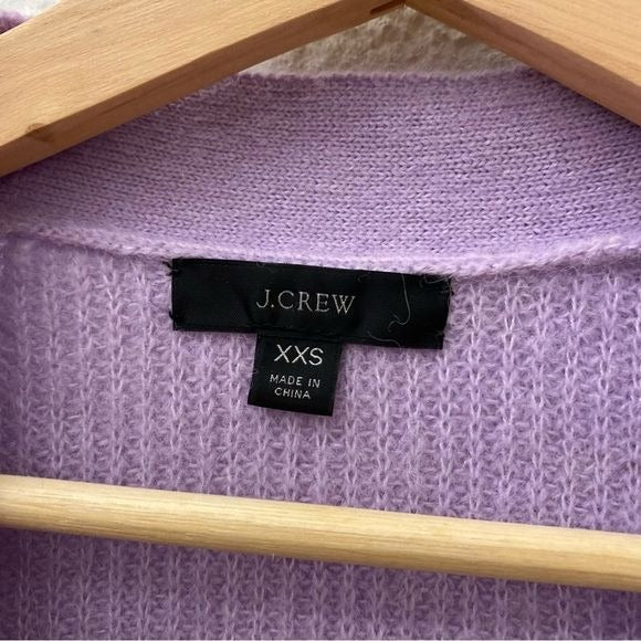 J.Crew || Ribbed V-neck Cardigan Sweater Alpaca Wool Petunia Lavender Purple XXS