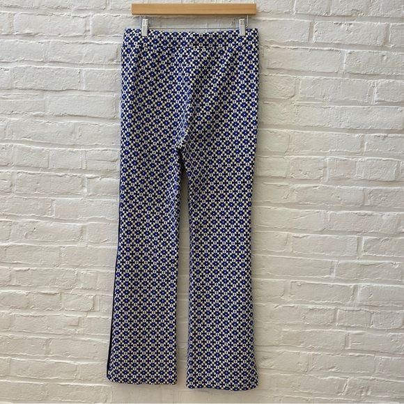 Anthropologie || Maeve Ponte Pull On Bootcut Flare Pant Blue Motif Medium