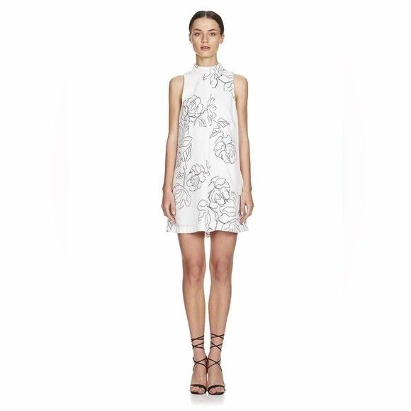 TALULAH || Loving Me Shift Dress Mock Neck A-line Mini Floral White Black XS