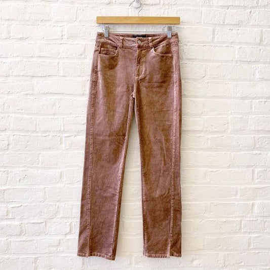 Paige || Cindy Straight Velvet Pants Jeans in Warm Suede Pink 25