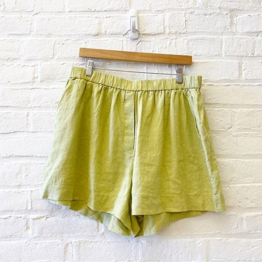 Everlane || The Linen Boxer Short Relaxed High Rise Pull On Leek Green XL