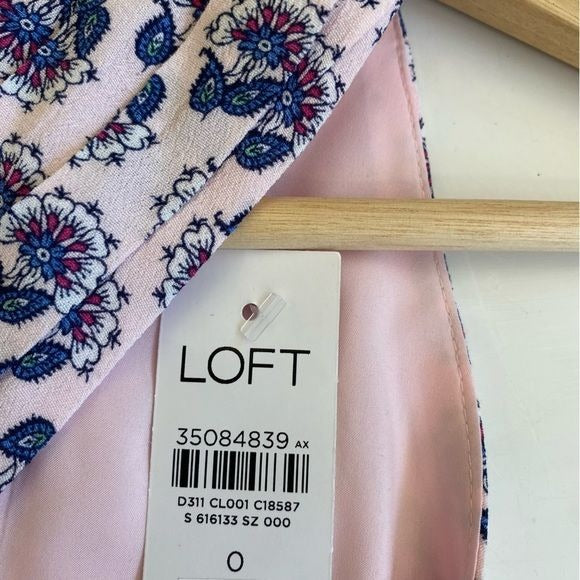 LOFT || Floral Peplum Crossover Halter Top Pink 0 NWT