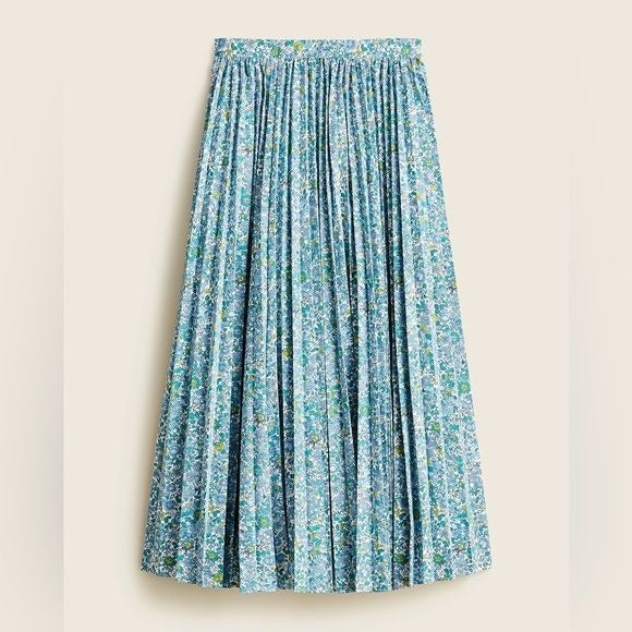 J.Crew || Pleated A-line Skirt In Blooming Floral Blue Midi Accordion XS