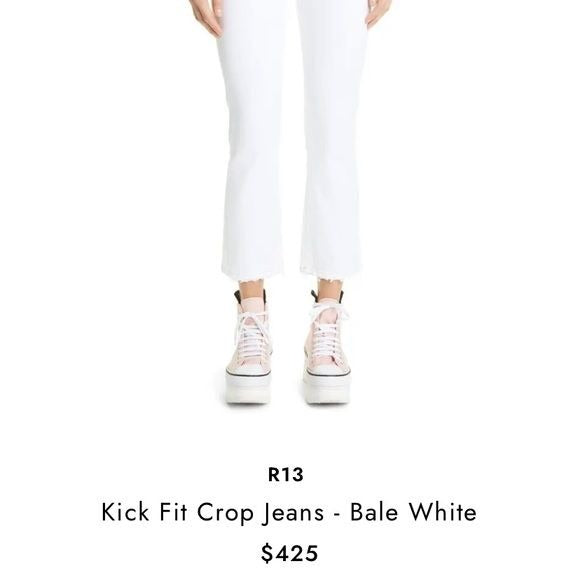 R13 || Kick Fit Crop Jeans in Bale White 27