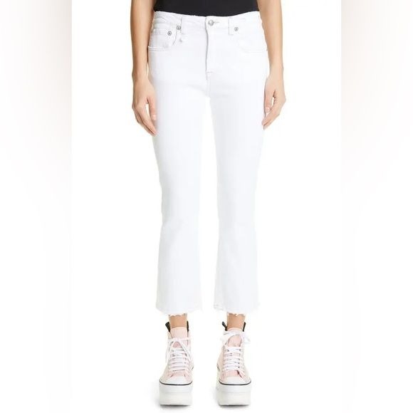 R13 || Kick Fit Crop Jeans in Bale White 27