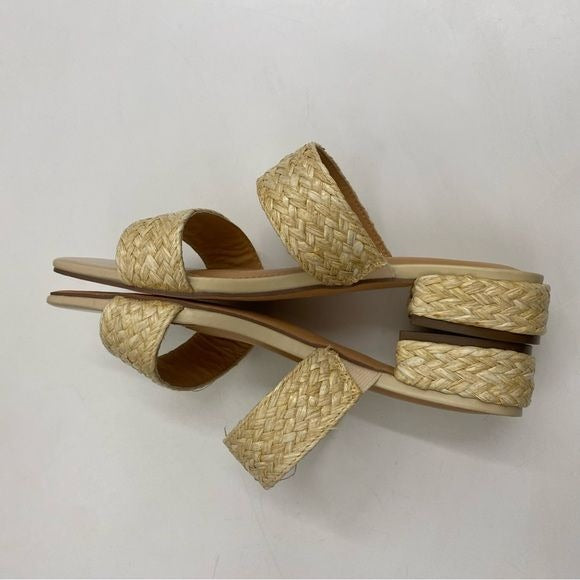 Joie || Niki Raffia Straw Block Heel Sandal Tan 6.5