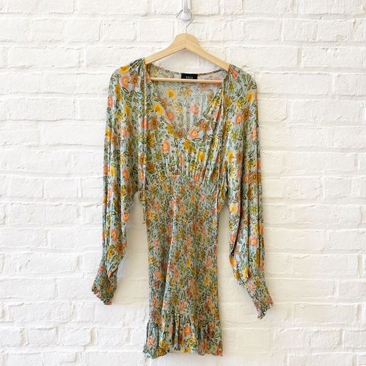 Vici || Floral Smocked Dress Because I'm Happy Green Large