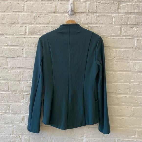 Betabrand || Collarless Single Button Ponte Knit Yoga Blazer Forest Green Small