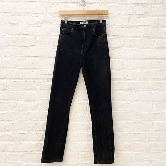 Reformation || Acid Wash High Rise Straight Jeans Black 25