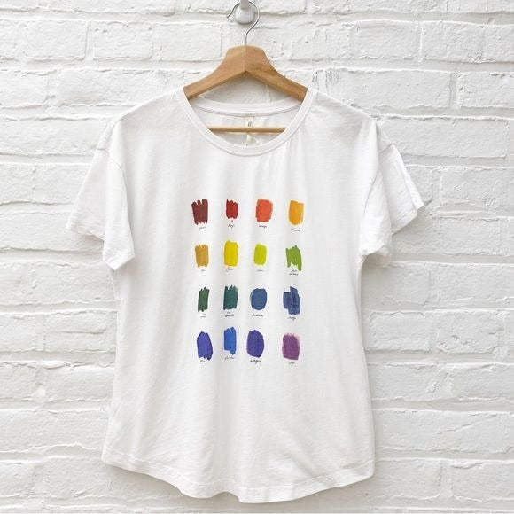 Anthropologie || Paint Swatch Colors T-Shirt White Small