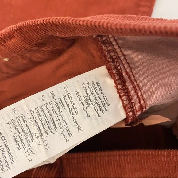 Madewell || Cali Demi Boot Corduroy Pants Kick Flare Crop Rust 26