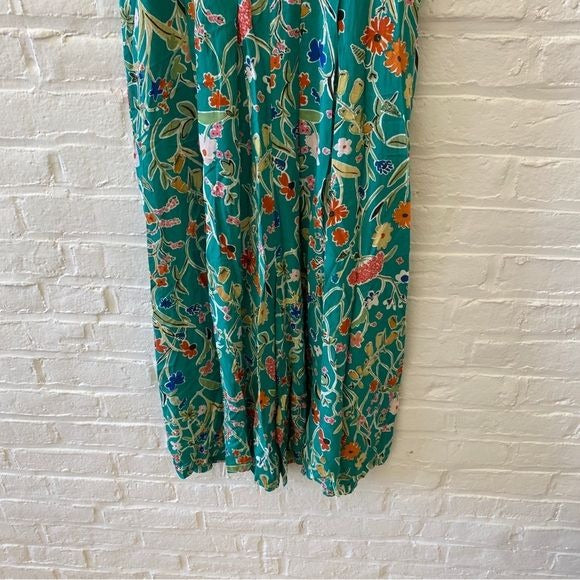 Anthropologie || Floreat Yardley Wide Leg Cropped Jumpsuit Green Floral XS