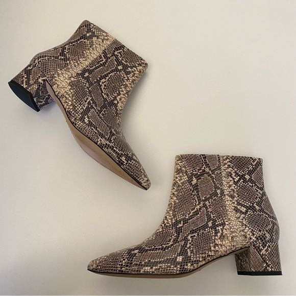 Corso Como || Freen Pointed Toe Python Snake Bootie Block Heel 8