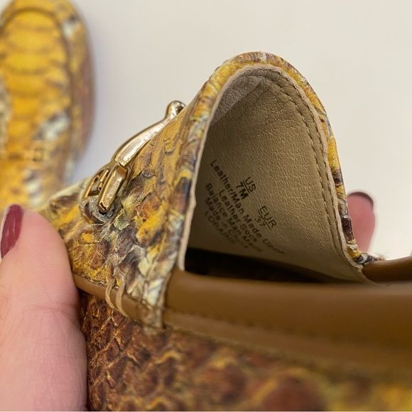 Sam Edelman || Loraine Reptile Snake Horsebit Loafers Flats Yellow Tan 7