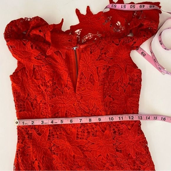 ASTR the Label || Daniela Dress Lace V-Neck Red Small