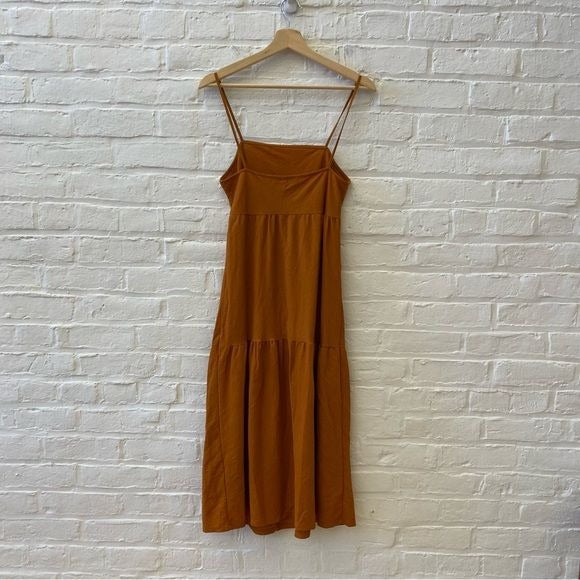 Zara || Strappy Tank Tiered Sundress Midi Orange Small