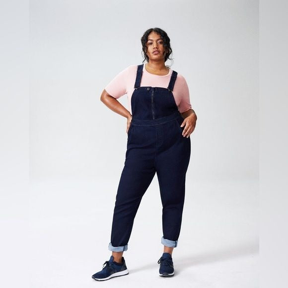 Universal Standard || Olivia Denim Overalls Stretch Dark Indigo Blue Small 14-16