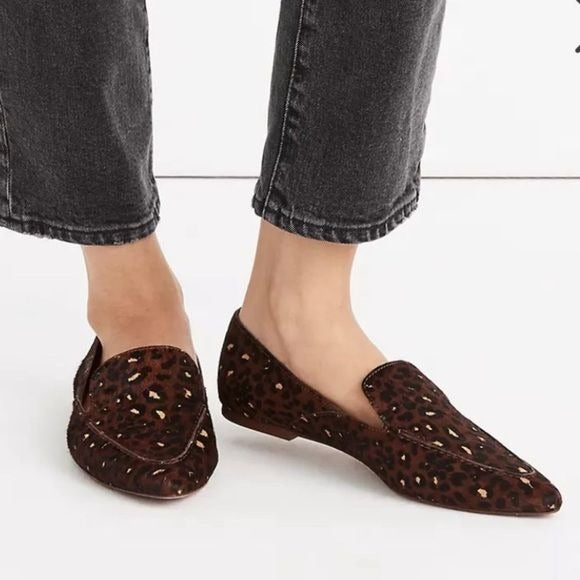 Madewell || Frances Skimmer Pointed Toe Flat Leopard Calf Hair Brown 9 NWOB