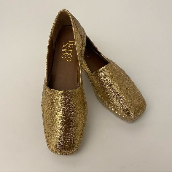 Franco Sarto || Kenna Slip On Espadrilles Gold Crinkle 5.5