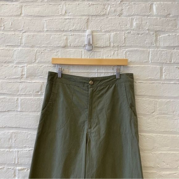 Pietsie || Ischia Wide Leg Crop Pant Army Green Medium