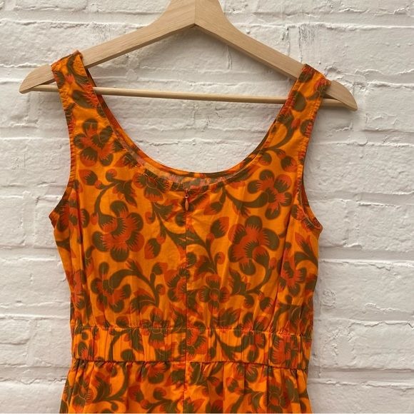 Rhode || Tilda Floral Mini Dress with Ruffle Orange XS