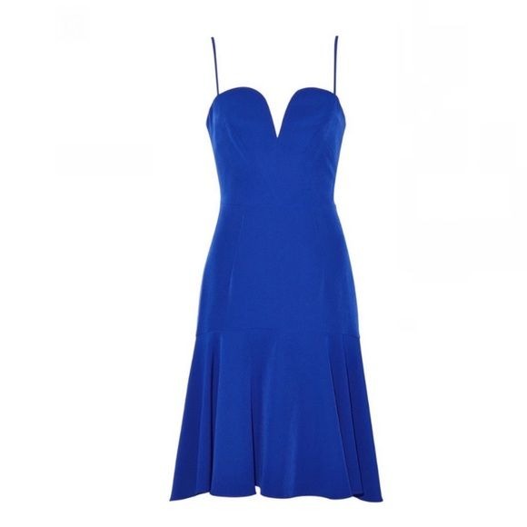 Milly || Kelly Sweetheart Fit & Flare Cocktail Dress Italian Cady Cobalt Blue 2