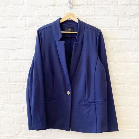 Eloquii || The Ultimate Stretch Suit Blazer Navy Maritime Blue 22