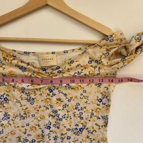 Sezane || Bella Bodysuit in Jardin Printanier Floral Print Yellow Small