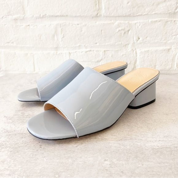 J. Crew || 1997 Mules in Patent Leather Icy Blue 8 Heels Slides Sandals