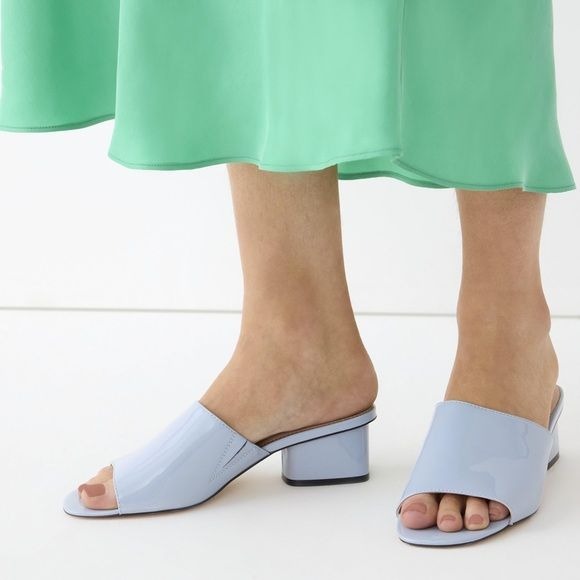 J. Crew || 1997 Mules in Patent Leather Icy Blue 8 Heels Slides Sandals